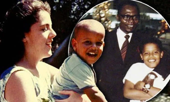 A rare childhood photo of Barack Obama, who is alongside his parents.