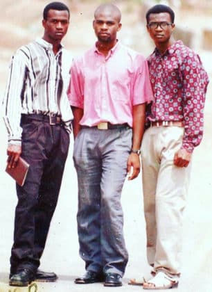 In 1999, PSquare pursued Business Administration at the University of Abuja. Here's a photo of Peter, Paul, and a university friend.