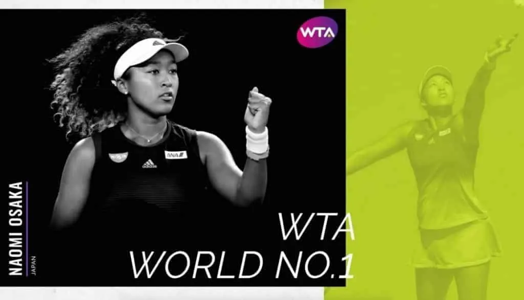 Naomi Osaka was ranked No. 1 for the first time on January 28, 2019.