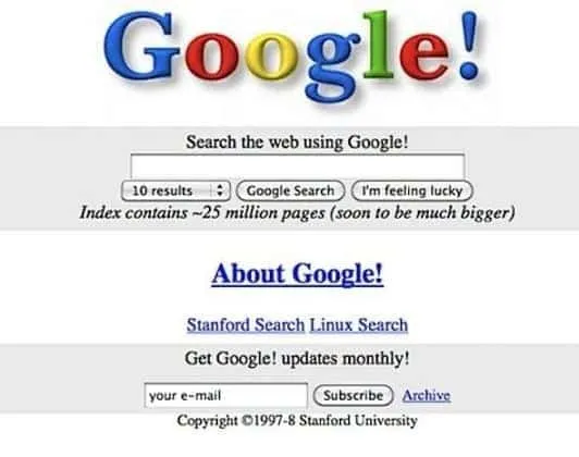 What Google Looked Like The First Day It Launched In 1998.
