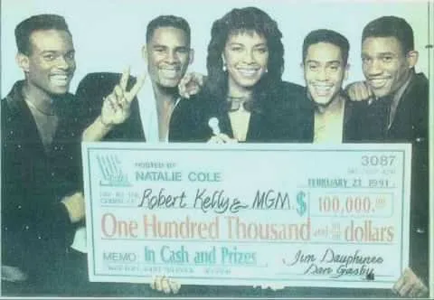 R. Kelly with his musical group MGM won the talent TV show Big Break, hosted by Natalie Cole in 1989.