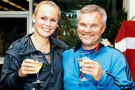 Caroline Wozniacki with her father and coach Piotr.