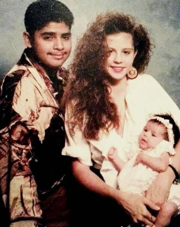 Baby Selena Gomez with her parents Ricardo and Mandy.