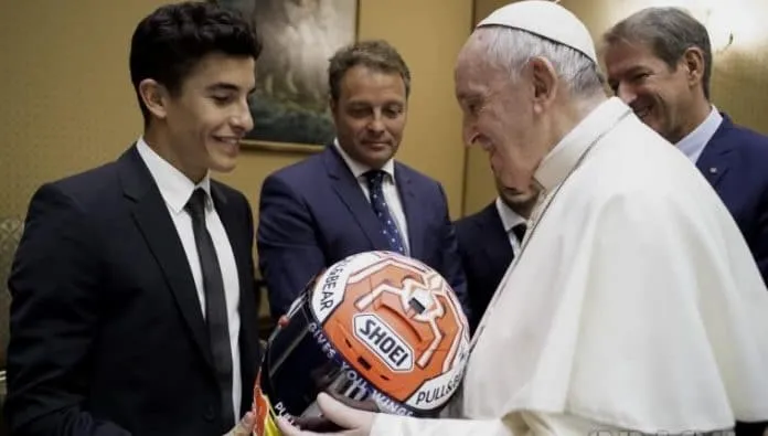 Photo from Marc Marquez's meeting with the pope in September 2018.