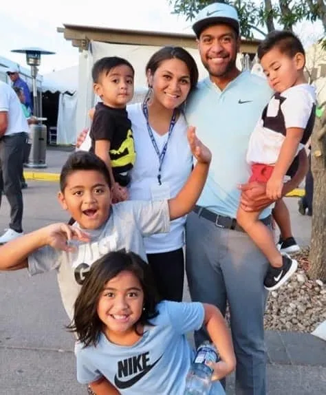 Latest photo of Tony Finau with his wife and children.
