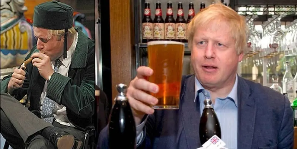 Boris Johnson is given to smoking and drinking.