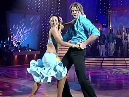 Chris on the Stage of the fifth season of Dancing alongside dance partner Abbey Ross in 2006.