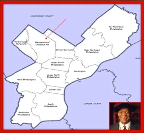 Map showing Bill Cosby's Germantown origin.