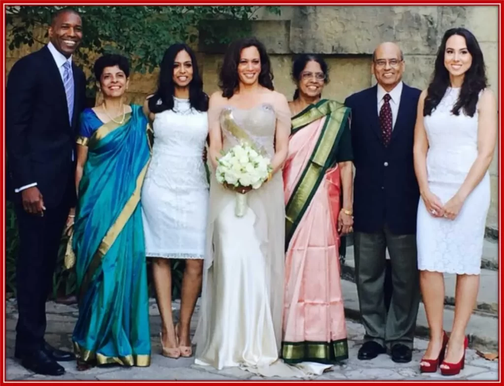 Kamala Harris with family on her wedding day.