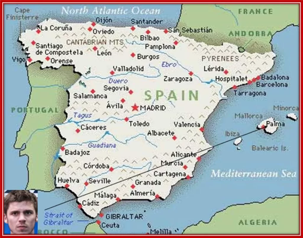 Map of Spain showing Joan Mir's Origin.