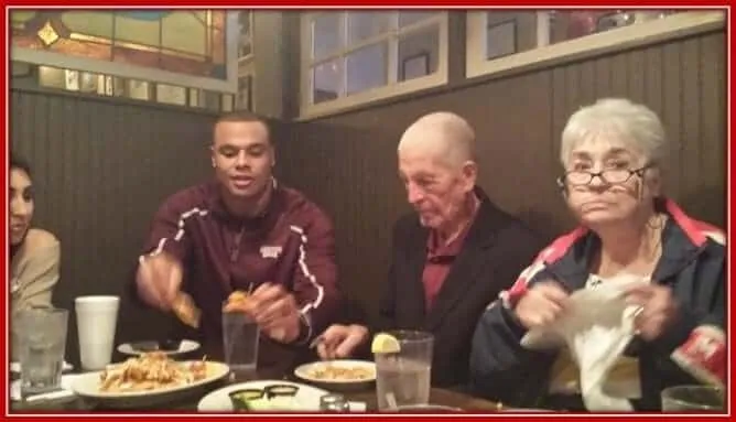 One of his memorable dinner with his grandfather and grandmother.