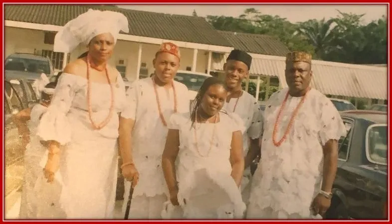Interestingly, his entire family dressed in their Nigerian native attire on one faithful day.