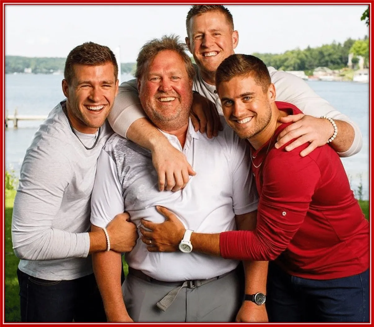 A happy photo of The Watt brothers and their dad.