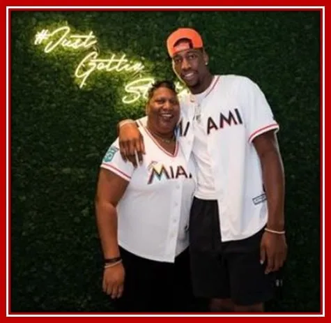 Marilyn Blount And Bam Adebayo Posing For The Camera With Smiles on Their Faces.