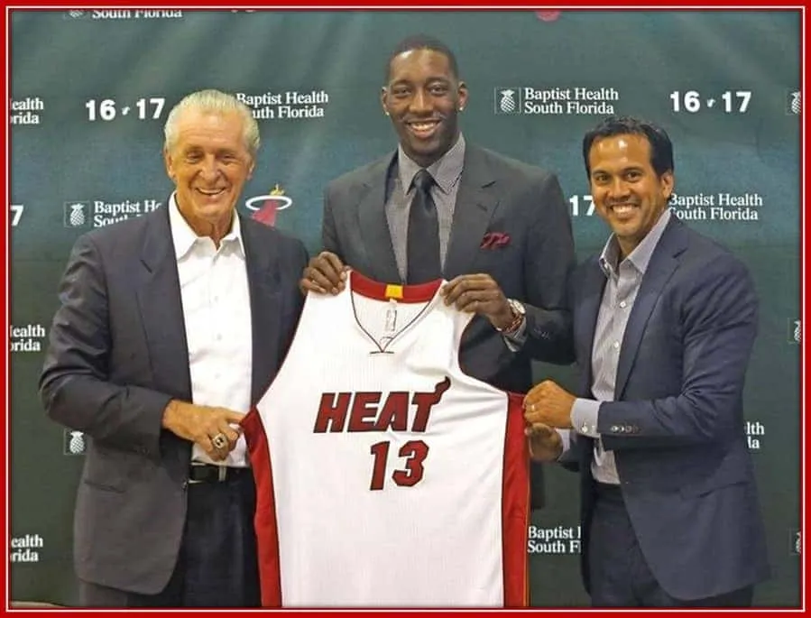 Pat Riley and coach Erik Spoelstra Welcoming Player 13 to Miami Heat Team in 2017.