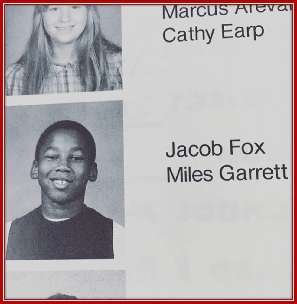 A cropped photo of Myles Garrett's yearbook from School.