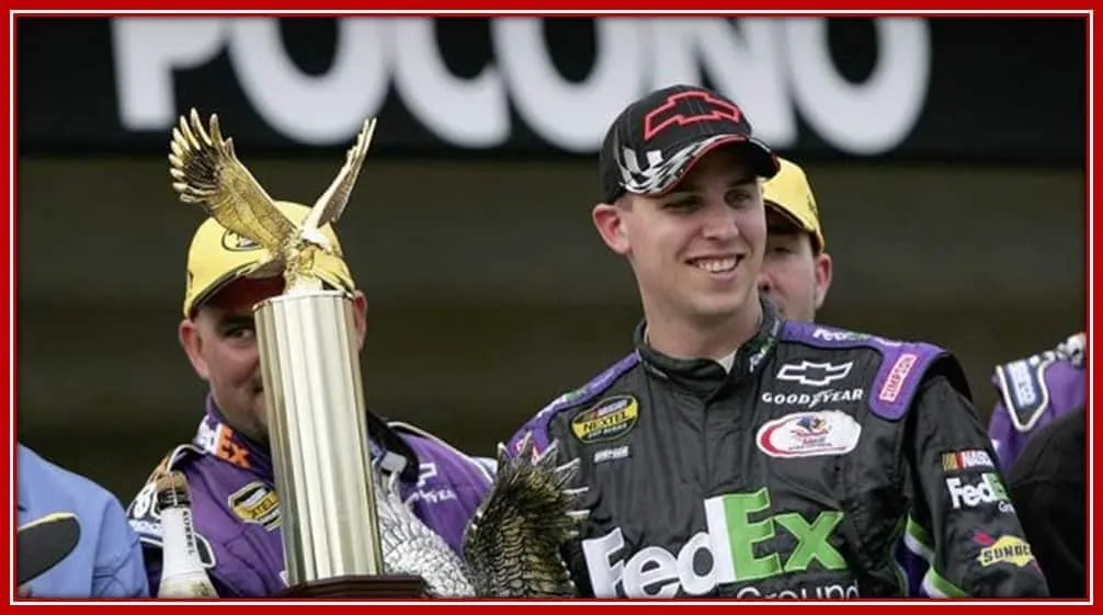 The Rookie, Denny Hamlin Celebrating With his First win With his Crew Members.