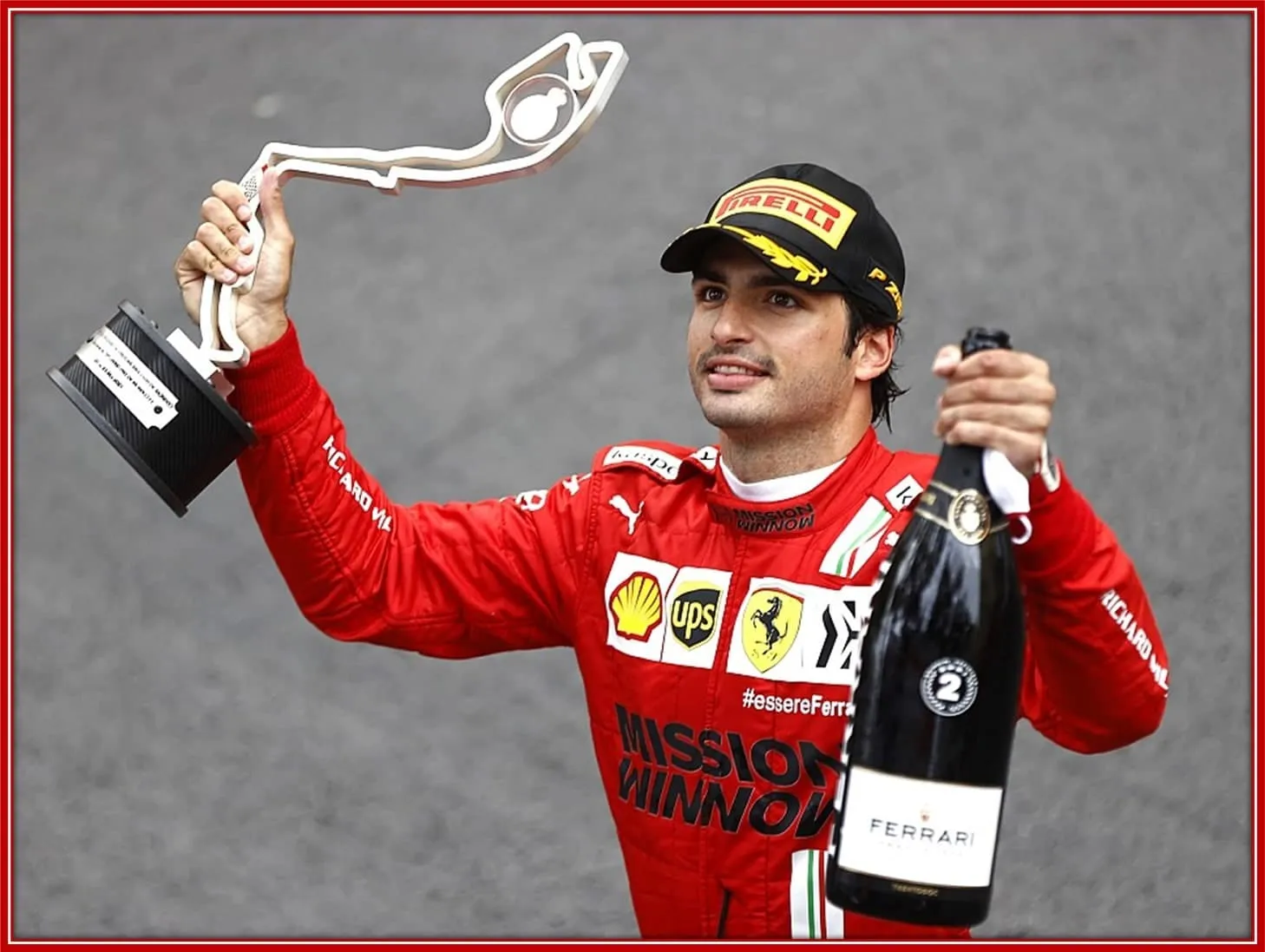 Carlos Sainz celebrating his podium finish at the 2021 Monaco Grand Prix.