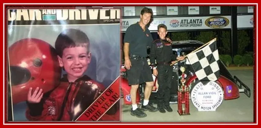 Little Joey as Driver of The Year Posing With his Trophies.