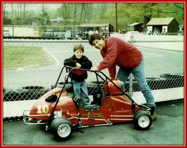 A Childhood Photo of Joey Logano And his Father, in his First Ko-gart.