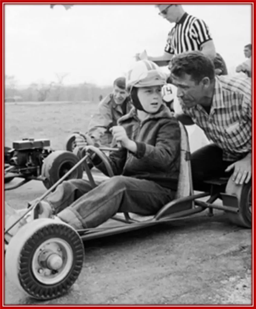 Michael got gifted a kart, powered by an old lawn-mower engine by his dad.