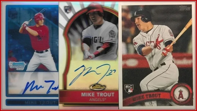 The Rookie of the Year Cards of Mike Trout. This Position he Held Four Times in a row.