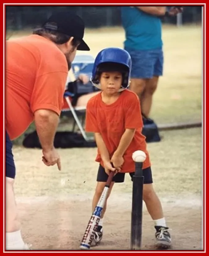 Behold- Young Blake Griffin Receiving Baseball Lessons, in One of his Training.