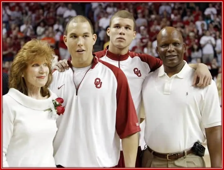 Behold- The Family of Blake Griffin (Gail, Taylor and Tommy) Sharing a Proud Victory Moment.