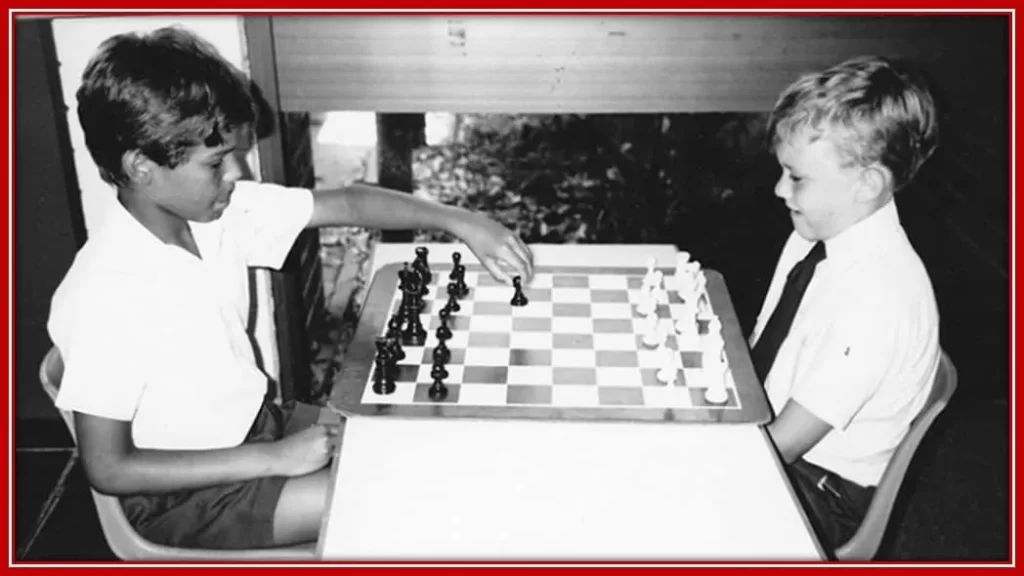 See Young Heath Ledger on the Right With a Fellow Chess Player in a Competition.