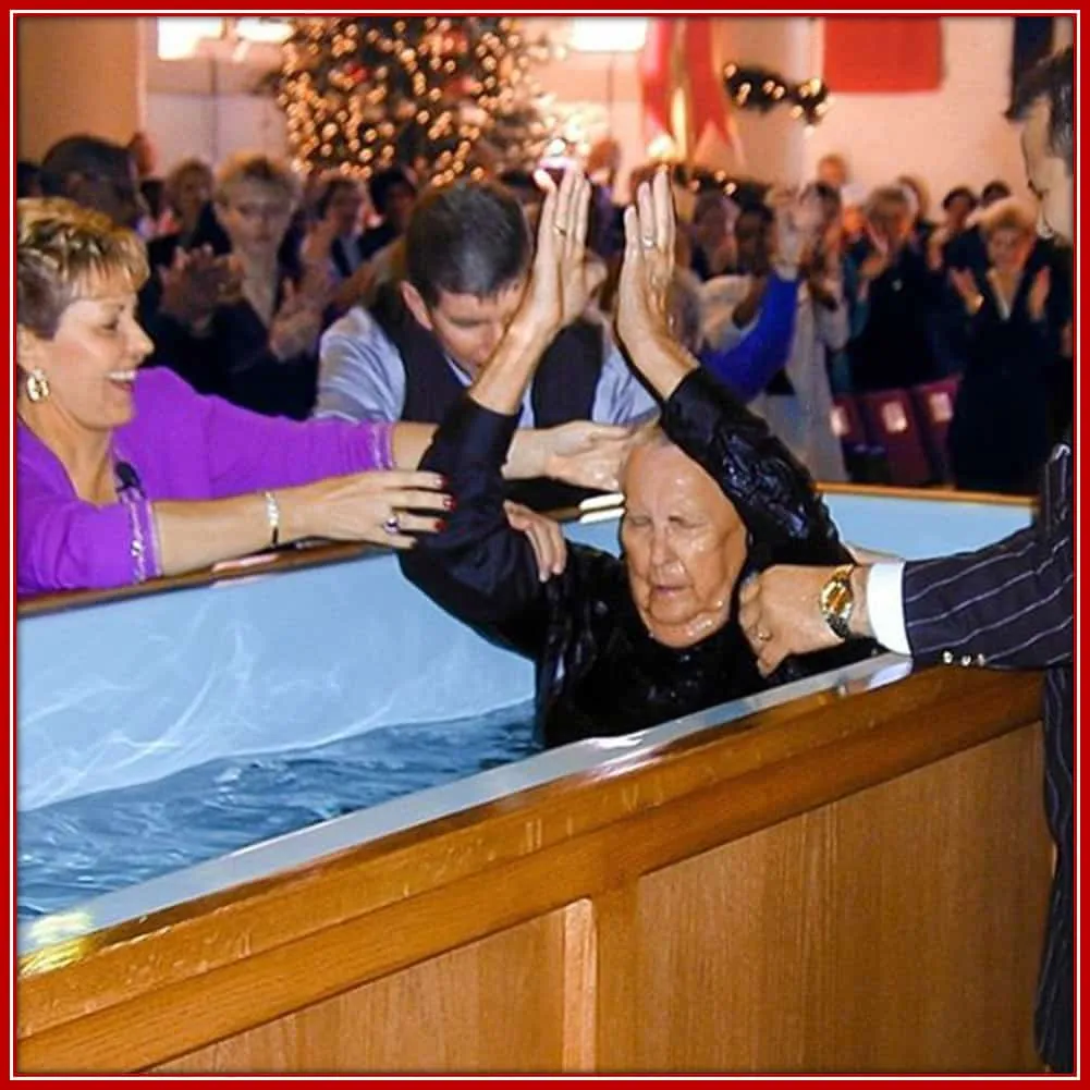 Did you notice the overwhelming happiness on Joyce's face? It was a prayer answered seeing her father being baptized a new man.