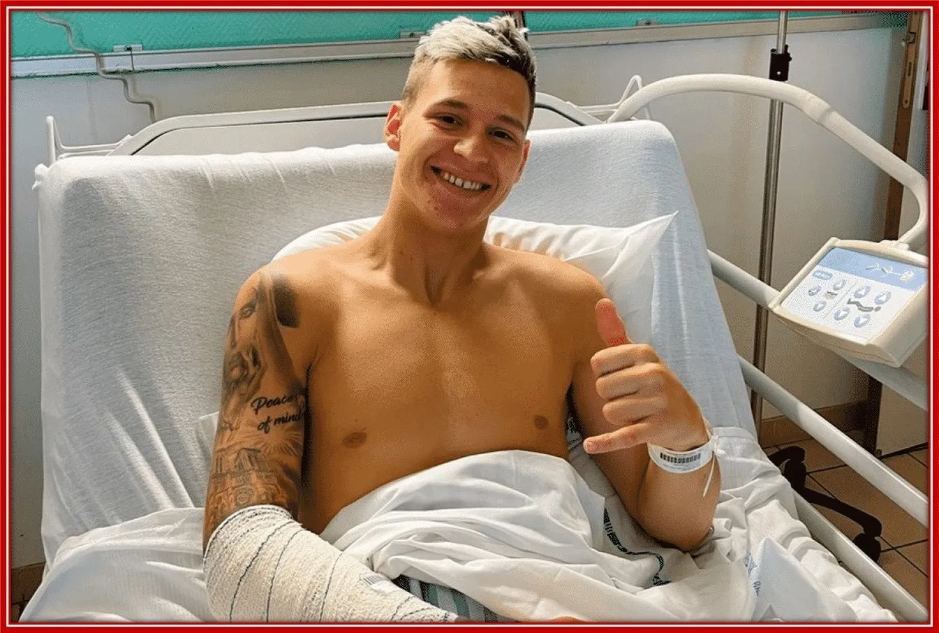 A picture of Fabio Quartararo after a successful arm pump surgery.