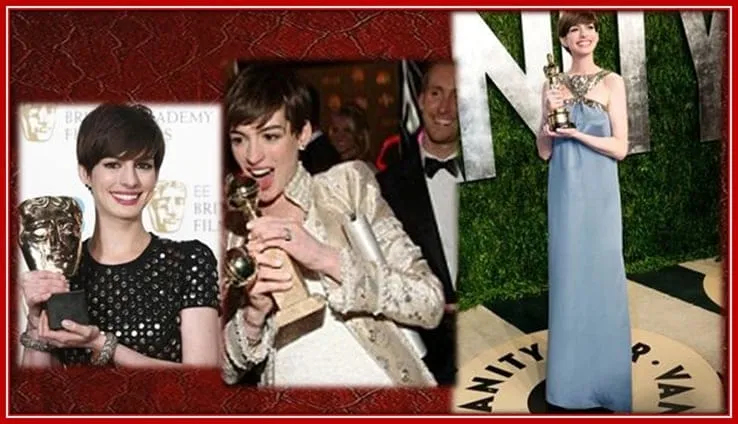 Behold Annie, the Triple Award Winner, Bafta, Golden Globe, and Academy Trophies.