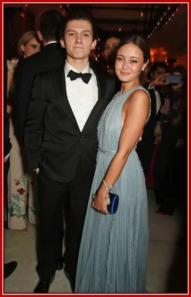 Tom Holland and Ella Purnell at the Weinstein company BAFTA after-party in Rosewood London on February 12, 2017.