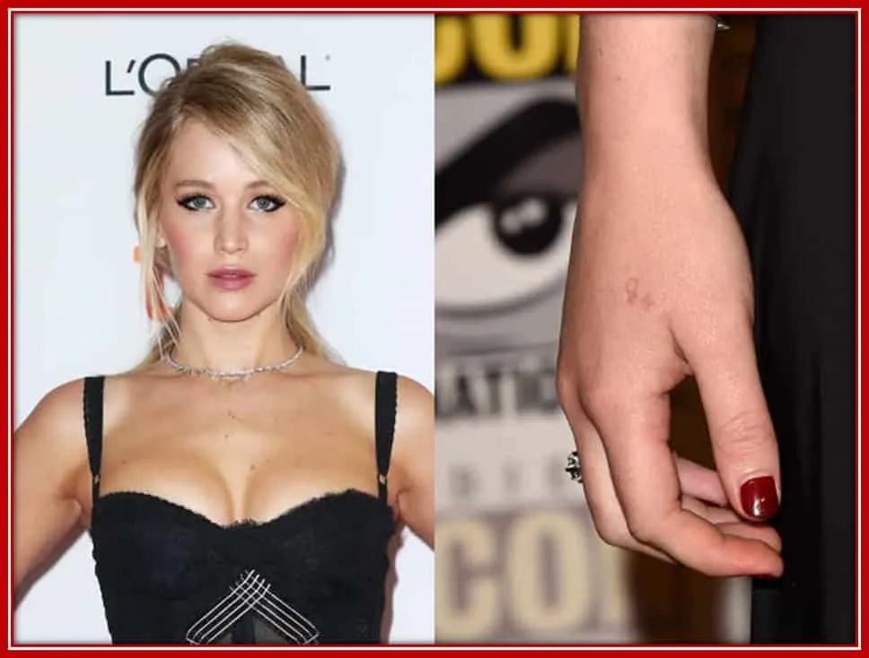 Behold Jlaw's Really Tiny and Very Faint Tattoo on her Wrist.