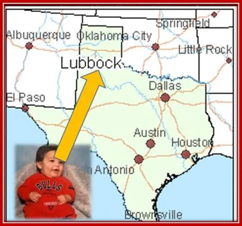 Behold Trae Young's Hometown, With the Arrow Indicating Lubbock as his Homeland.