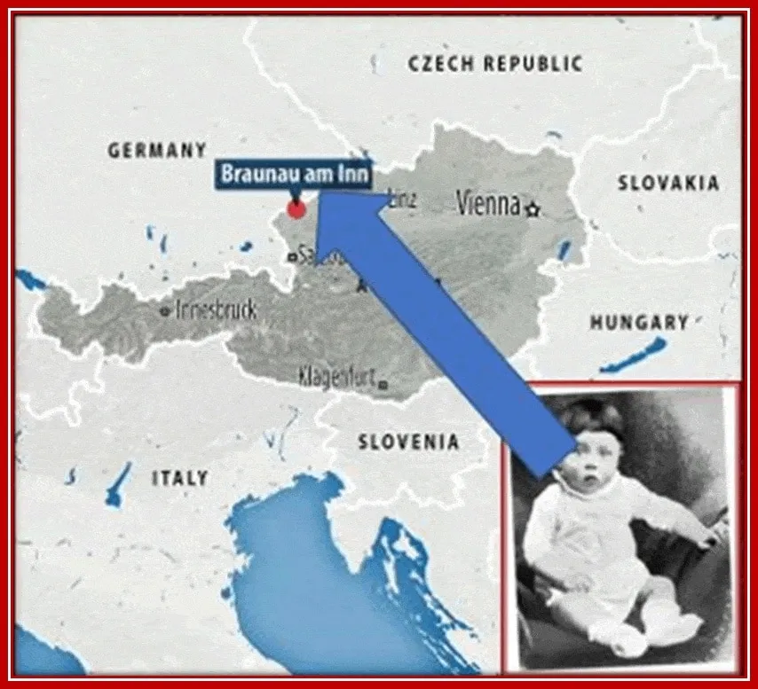 The Map Clearly Shows Adolf Hitler's Birthplace in Braunau am Inn.