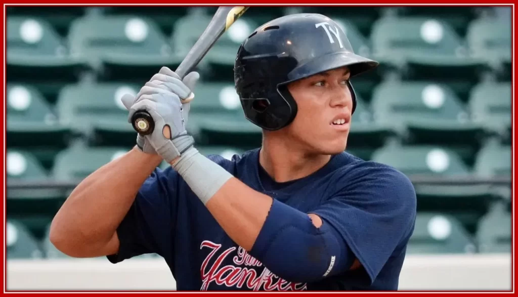 This picture shows Aaron Judge playing for his club, the Tampa Yankees.