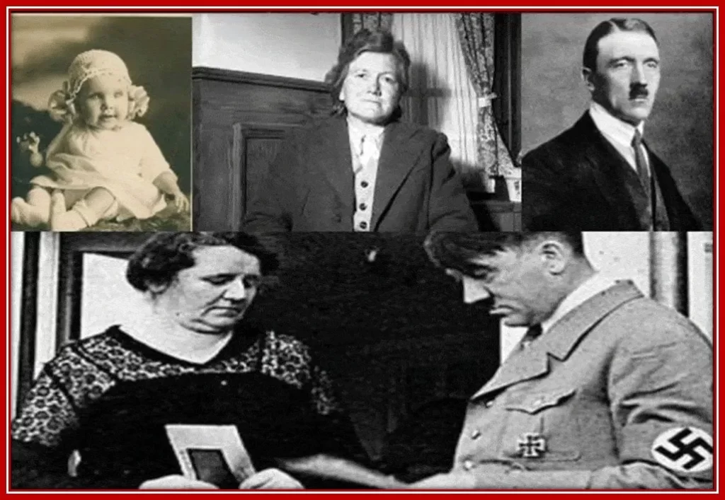 Some of Adolf Hitler's Siblings- Late Ida Hilter (as the baby), Paula and Alois Jnr, and Finally Angela with Adolf.