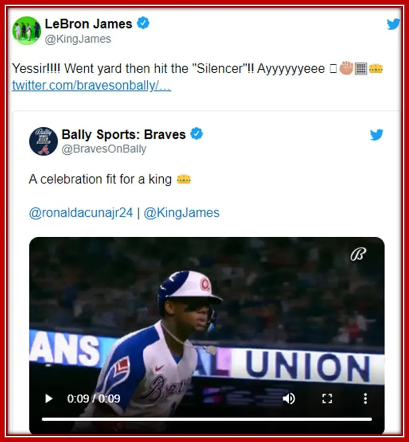 LeBron James' response to Acuna Jr.'s home run celebration.