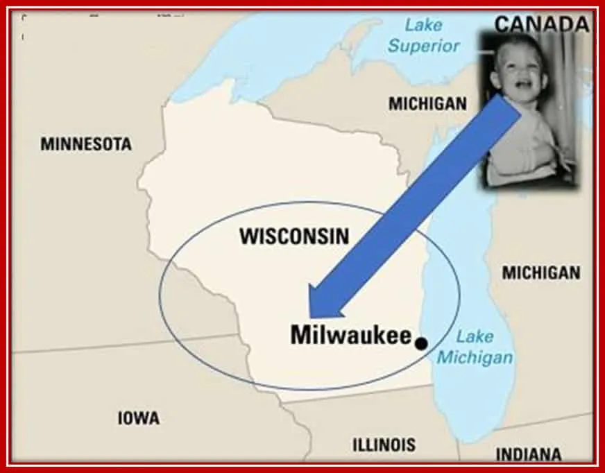The Map Shows the Birthplace of Jeffrey Dahmer in Wisconsin, Milwaukee.