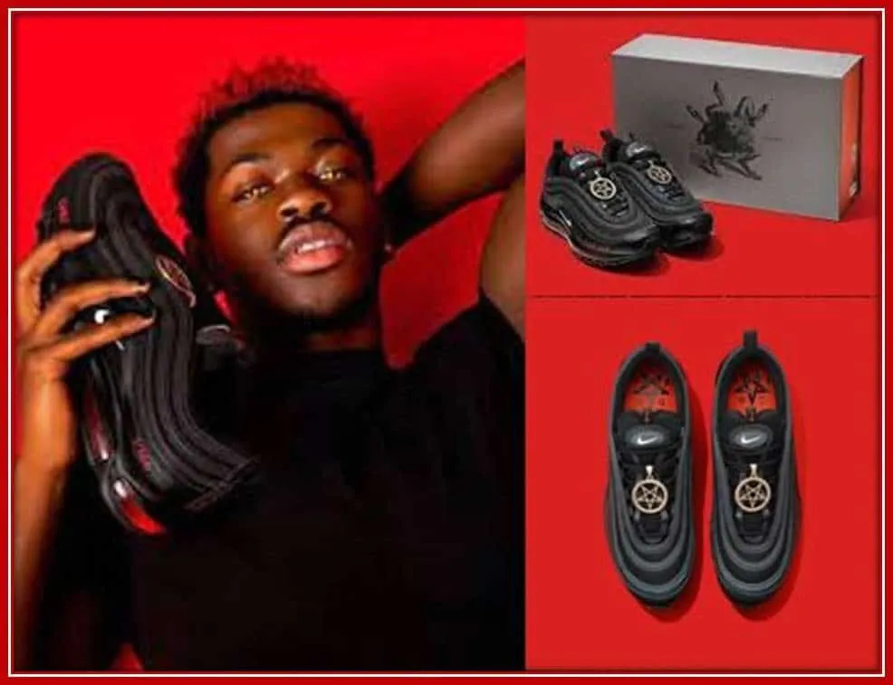 Here is a photo of Lil Nas X Satan's Shoes.