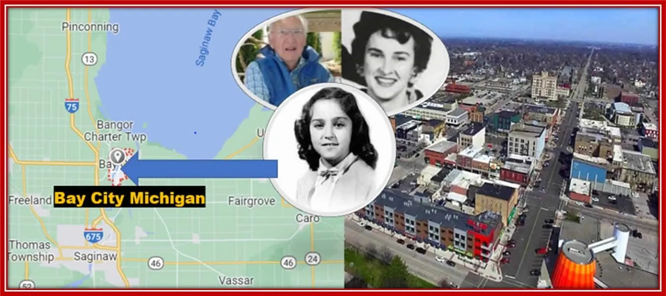 The map shows the birthplace of the singer in Bay City, Michigan.