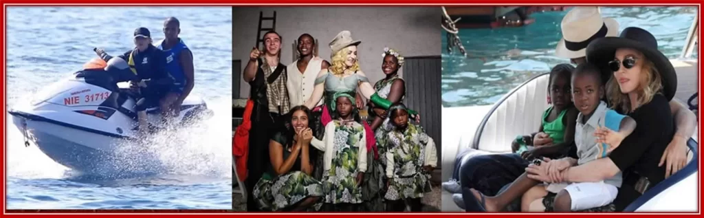 Madonna is on vacation with her children.